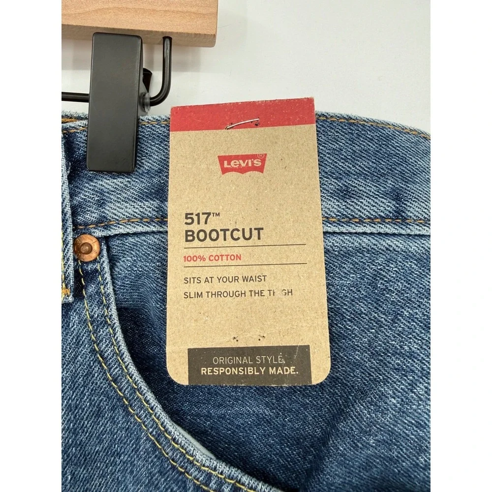 Levis 517 Jeans Mens 38x32 Blue Medium Wash Bootcut Denim Pants NEW